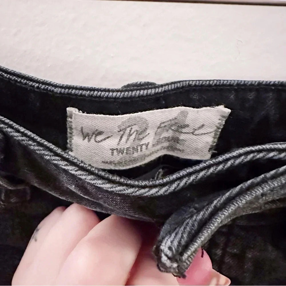 Free People Curvy High Waist Jean Shorts Black Raw Hem - Picture 3 of 10